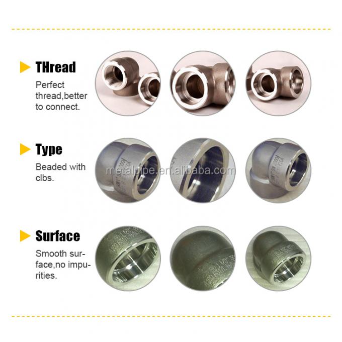 ท่อติดตั้ง 45 องศา SW / TH 3000LB ASTM A182 F316L ASME B16.11 เหล็กไร้ขัด 3/4 Thread 1