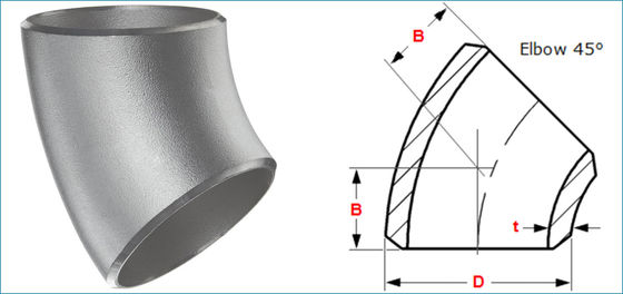 Tobo Factory Price Super Austenitic Stainless A403  45 Degree Elbow Pipe Fitting